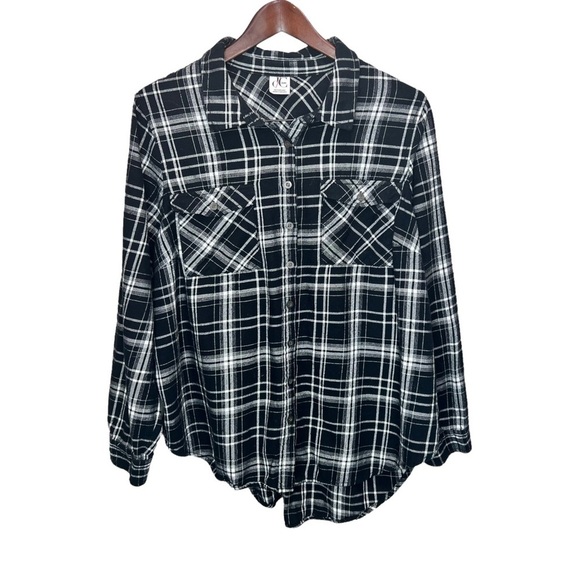Pennington's DC Jeans Black & White Plaid Button Down Shirt 100% Cotton Size 1x - Picture 1 of 8